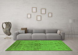 Machine Washable Oriental Green Industrial Area Rugs in a Living Room,, wshurb672grn