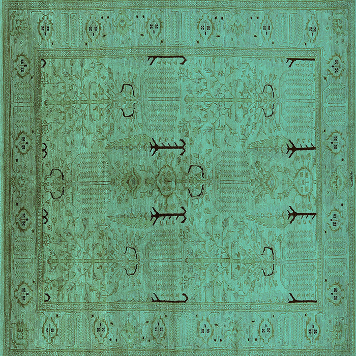 Square Oriental Turquoise Industrial Rug, urb672turq