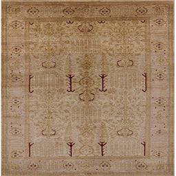 Square Mid-Century Modern Light Brown Oriental Rug, urb672