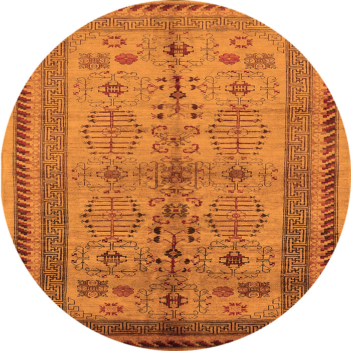 Round Oriental Orange Industrial Rug, urb673org