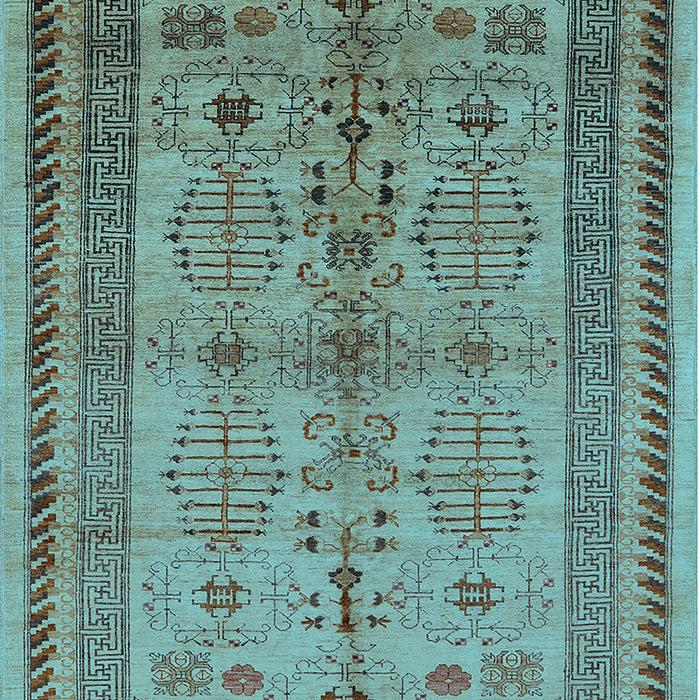 Machine Washable Oriental Light Blue Industrial Rug, wshurb673lblu