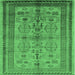 Square Machine Washable Oriental Emerald Green Industrial Area Rugs, wshurb673emgrn