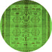 Round Oriental Green Industrial Rug, urb673grn