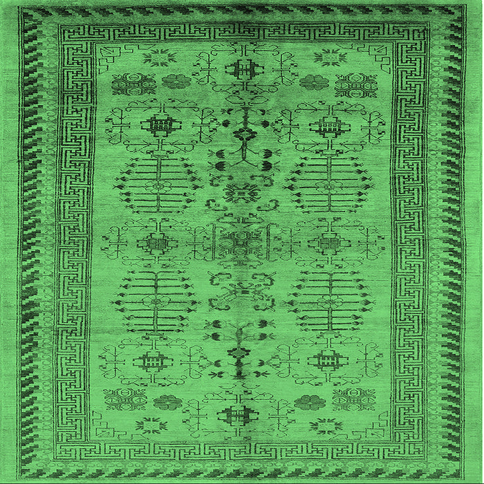 Square Oriental Emerald Green Industrial Rug, urb673emgrn