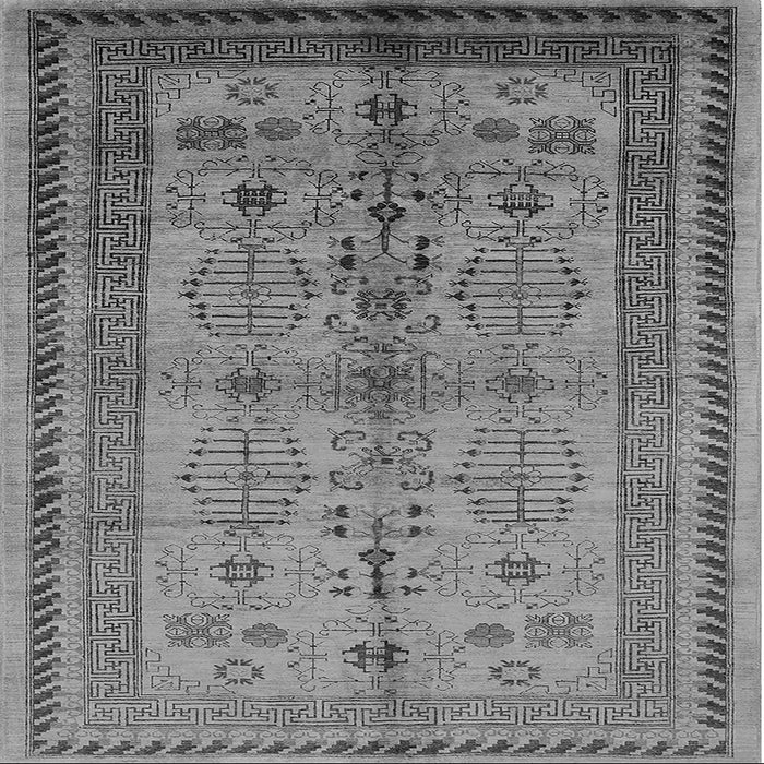 Square Machine Washable Oriental Gray Industrial Rug, wshurb673gry