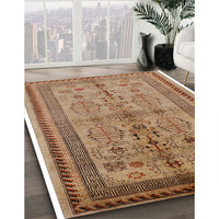 Mid-Century Modern Mahogany Brown Oriental Rug, urb673