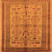 Square Machine Washable Oriental Orange Industrial Area Rugs, wshurb673org