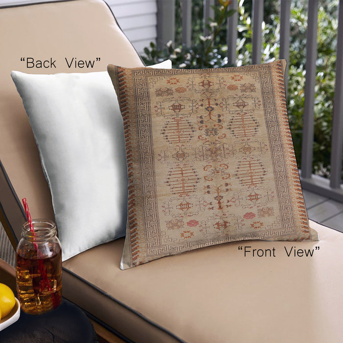 Front View of Mid-Century Modern Urban Square Mahogany Brown Throw Pillow, 18 inch by 18 inch, pwurb673