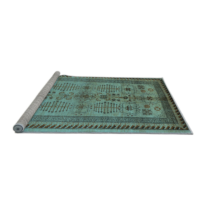 Sideview of Machine Washable Oriental Light Blue Industrial Rug, wshurb673lblu