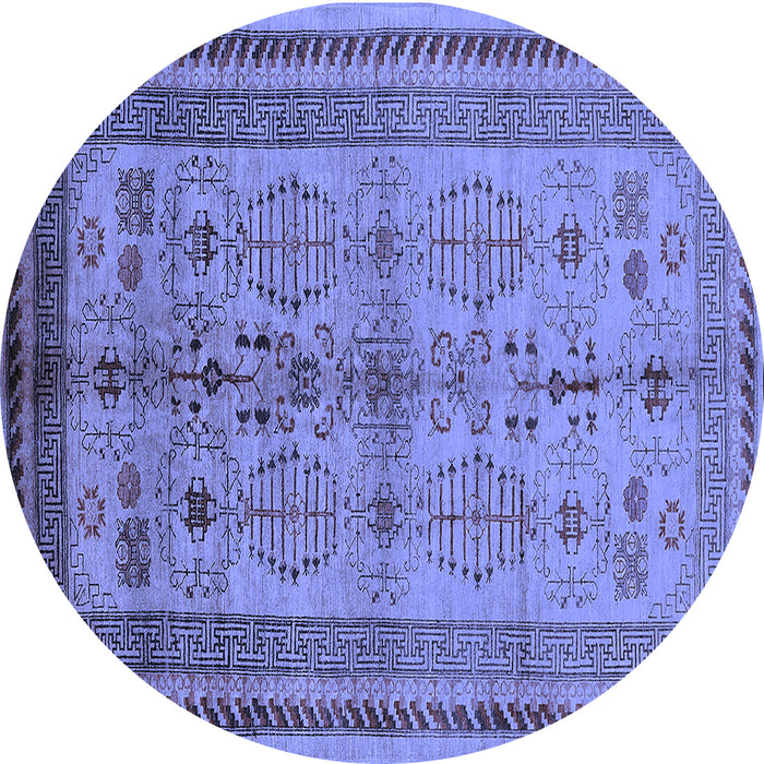 Round Oriental Blue Industrial Rug, urb673blu