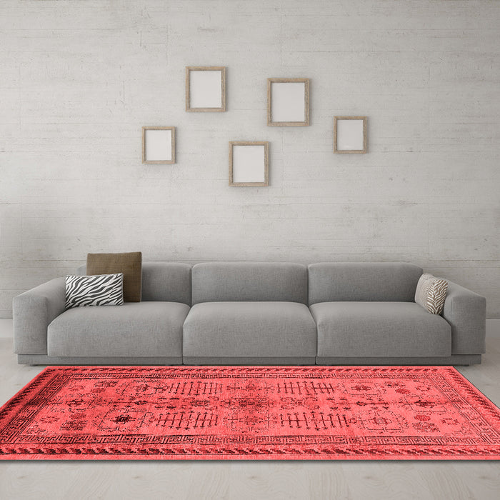 Industrial Red Washable Rugs
