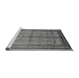 Sideview of Machine Washable Oriental Gray Industrial Rug, wshurb673gry
