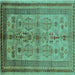 Square Oriental Turquoise Industrial Rug, urb673turq