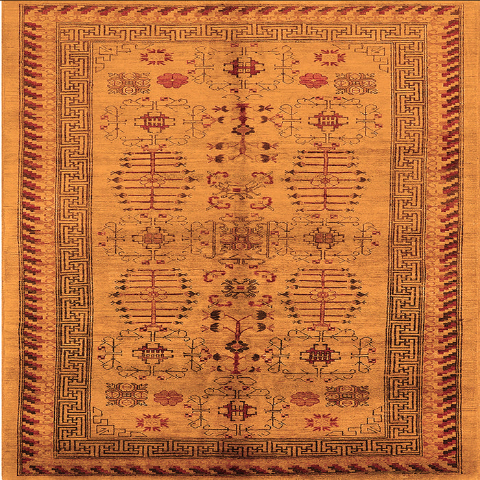 Square Oriental Orange Industrial Rug, urb673org