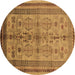 Round Oriental Brown Industrial Rug, urb673brn