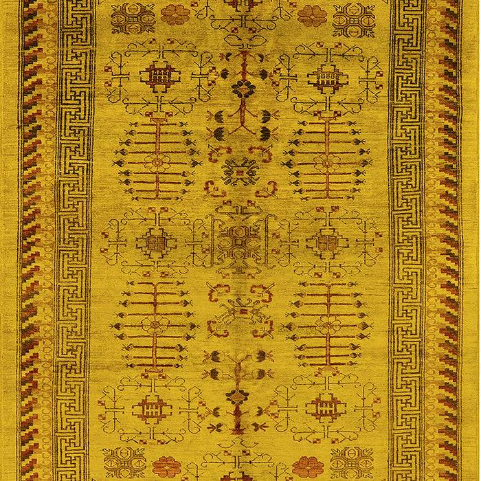 Machine Washable Oriental Yellow Industrial Rug, wshurb673yw