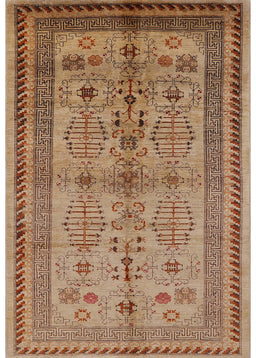 Mid-Century Modern Mahogany Brown Oriental Rug, urb673