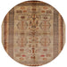 Round Mid-Century Modern Mahogany Brown Oriental Rug, urb673