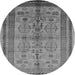 Round Machine Washable Oriental Gray Industrial Rug, wshurb673gry