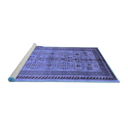 Sideview of Machine Washable Oriental Blue Industrial Rug, wshurb673blu