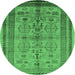 Round Oriental Emerald Green Industrial Rug, urb673emgrn