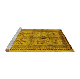 Sideview of Machine Washable Oriental Yellow Industrial Rug, wshurb673yw
