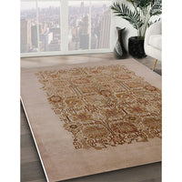 Mid-Century Modern Light Brown Oriental Rug, urb674