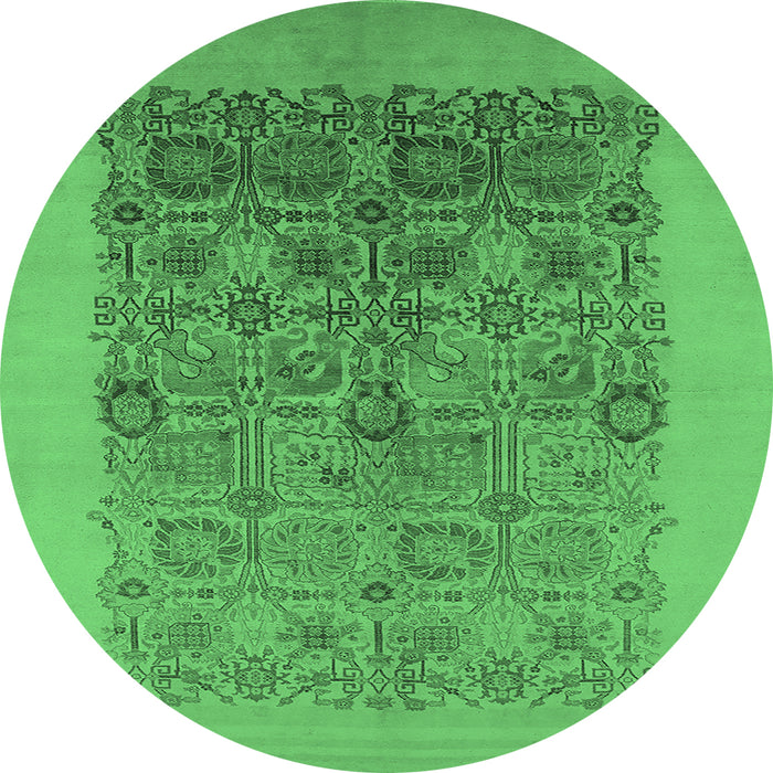 Round Oriental Emerald Green Industrial Rug, urb674emgrn