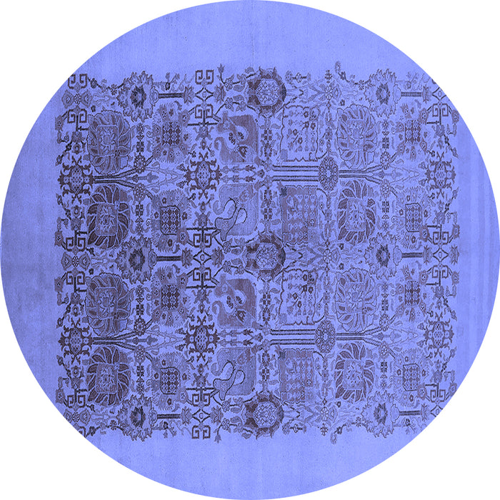Round Oriental Blue Industrial Rug, urb674blu