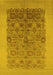 Machine Washable Oriental Yellow Industrial Rug, wshurb674yw