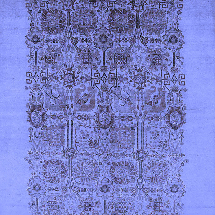 Machine Washable Oriental Blue Industrial Rug, wshurb674blu