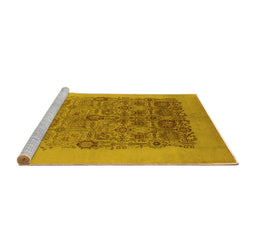 Sideview of Machine Washable Oriental Yellow Industrial Rug, wshurb674yw