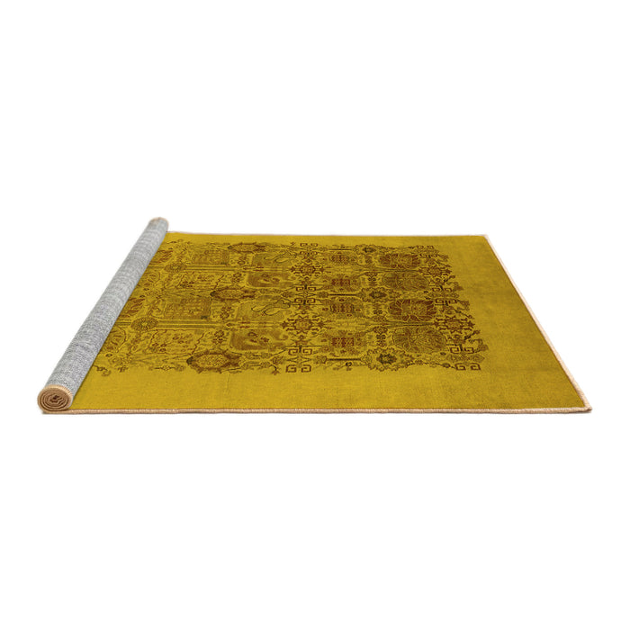 Sideview of Machine Washable Oriental Yellow Industrial Rug, wshurb674yw