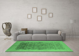 Machine Washable Oriental Emerald Green Industrial Area Rugs in a Living Room,, wshurb674emgrn