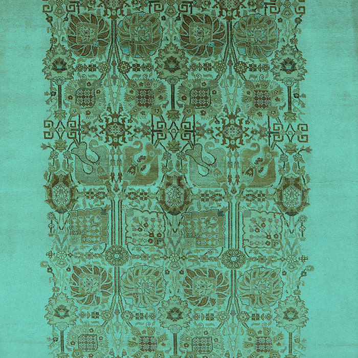 Machine Washable Oriental Turquoise Industrial Area Rugs, wshurb674turq
