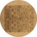 Round Oriental Brown Industrial Rug, urb674brn