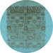 Round Oriental Light Blue Industrial Rug, urb674lblu