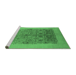 Sideview of Machine Washable Oriental Emerald Green Industrial Area Rugs, wshurb674emgrn