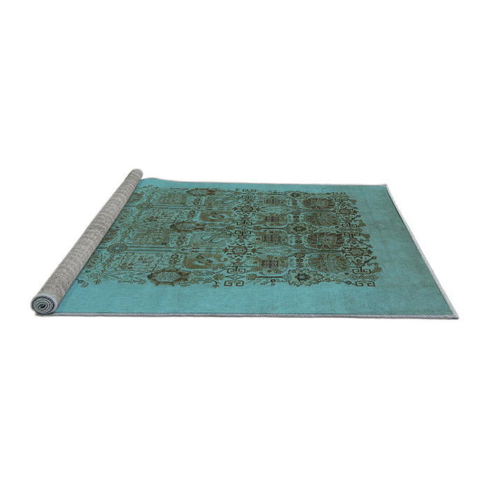 Sideview of Machine Washable Oriental Light Blue Industrial Rug, wshurb674lblu
