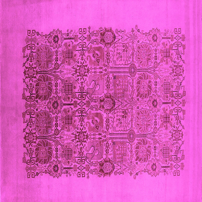 Square Machine Washable Oriental Pink Industrial Rug, wshurb674pnk