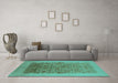 Machine Washable Oriental Turquoise Industrial Area Rugs in a Living Room,, wshurb674turq