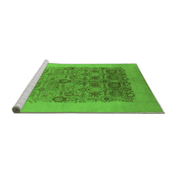 Sideview of Machine Washable Oriental Green Industrial Area Rugs, wshurb674grn