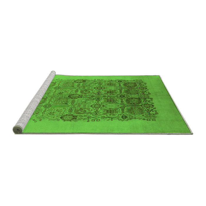 Sideview of Machine Washable Oriental Green Industrial Area Rugs, wshurb674grn