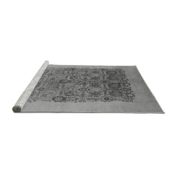 Sideview of Machine Washable Oriental Gray Industrial Rug, wshurb674gry