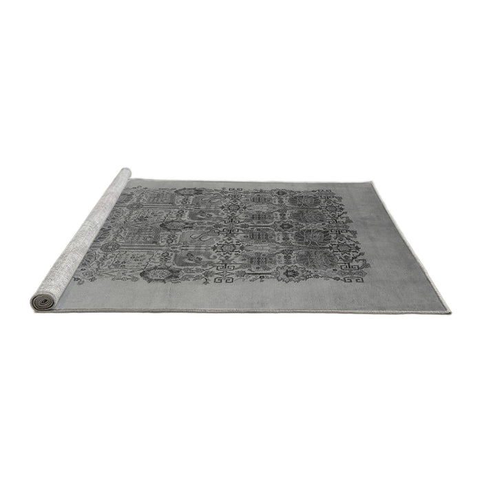 Sideview of Machine Washable Oriental Gray Industrial Rug, wshurb674gry