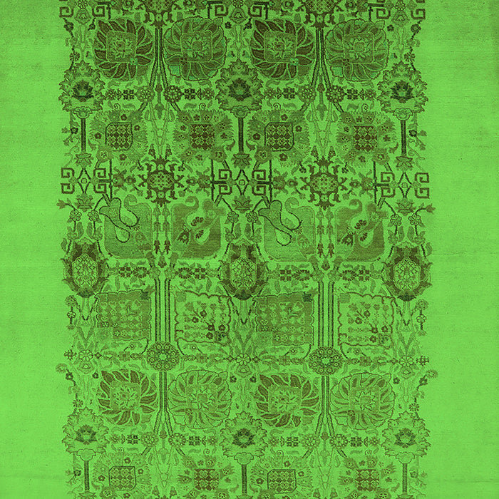Machine Washable Oriental Green Industrial Area Rugs, wshurb674grn