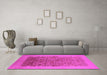 Machine Washable Oriental Pink Industrial Rug in a Living Room, wshurb674pnk