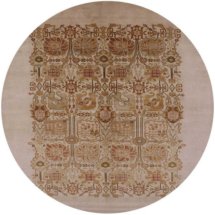 Round Machine Washable Industrial Modern Light Brown Rug, wshurb674