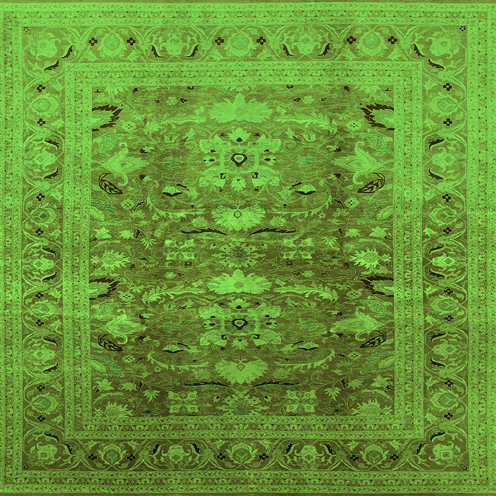 Square Oriental Green Traditional Rug, urb675grn