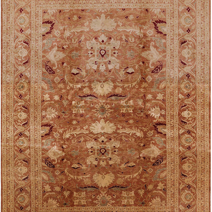 Square Mid-Century Modern Mahogany Brown Oriental Rug, urb675